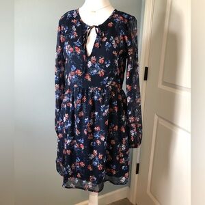 NWT! Abercrombie & Fitch Long Sheer Sleeve Babydoll Dress. M